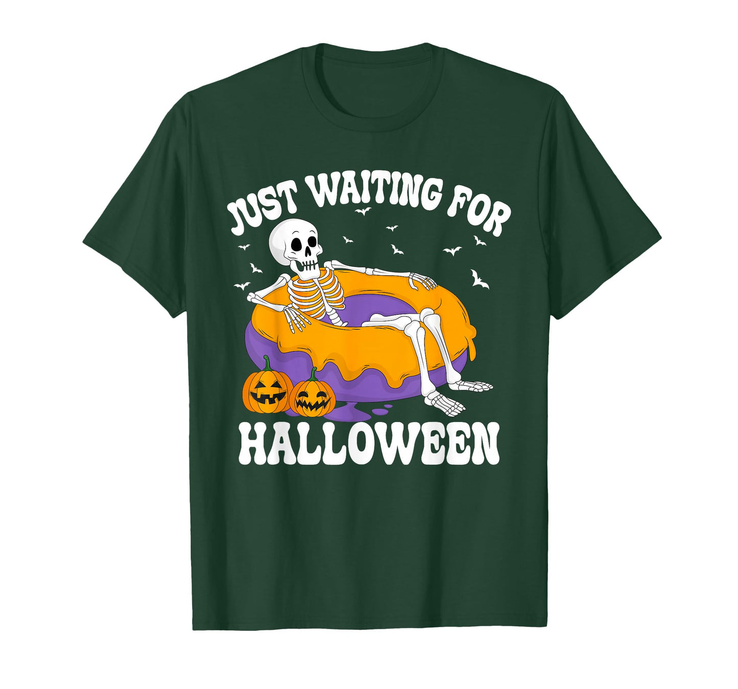 Just Waiting for Halloween Funny Skeleton Spooky T-Shirt