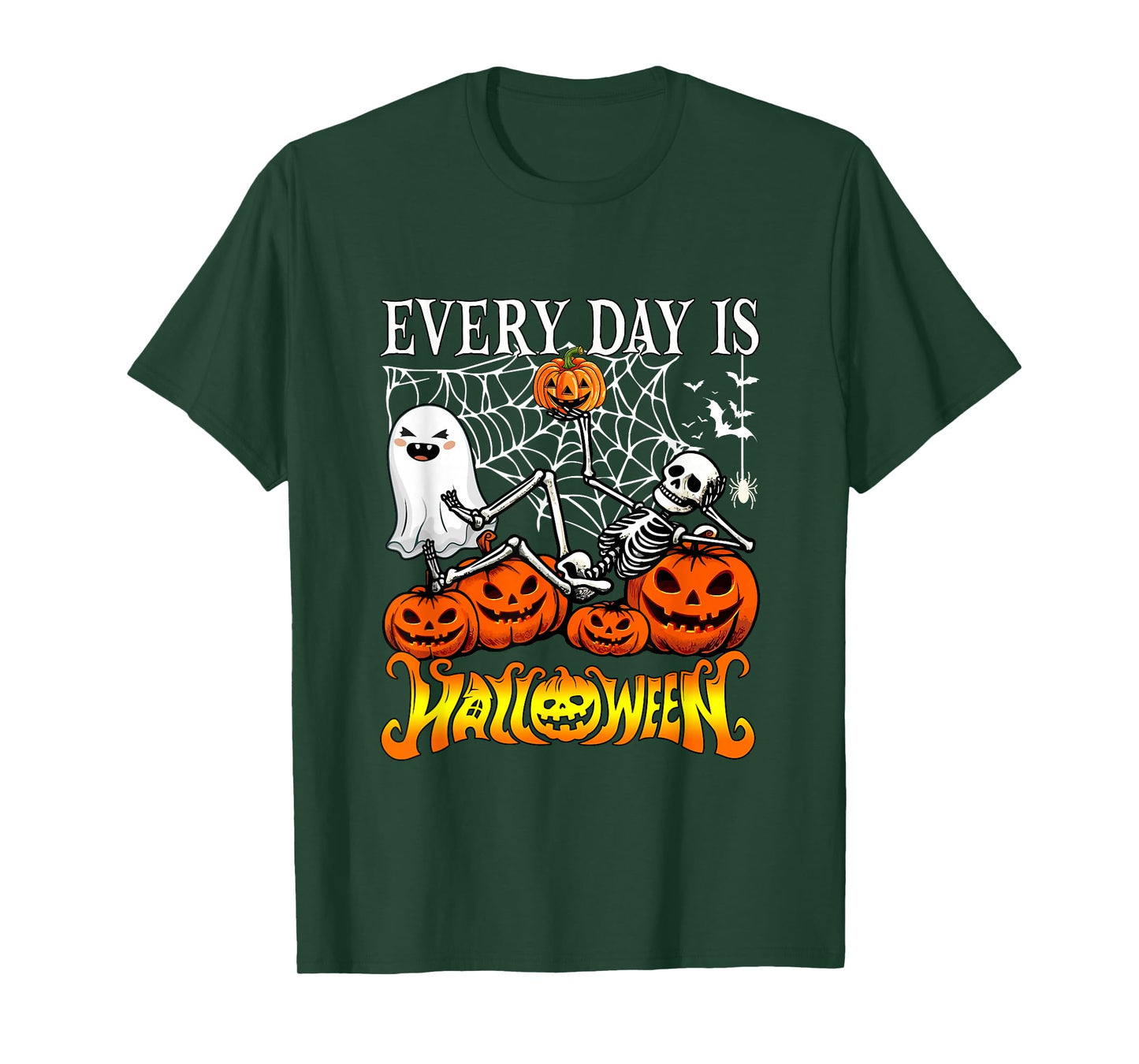 Everyday Halloween Funny Skeleton Boo Ghost Carved Pumpkins T-Shirt