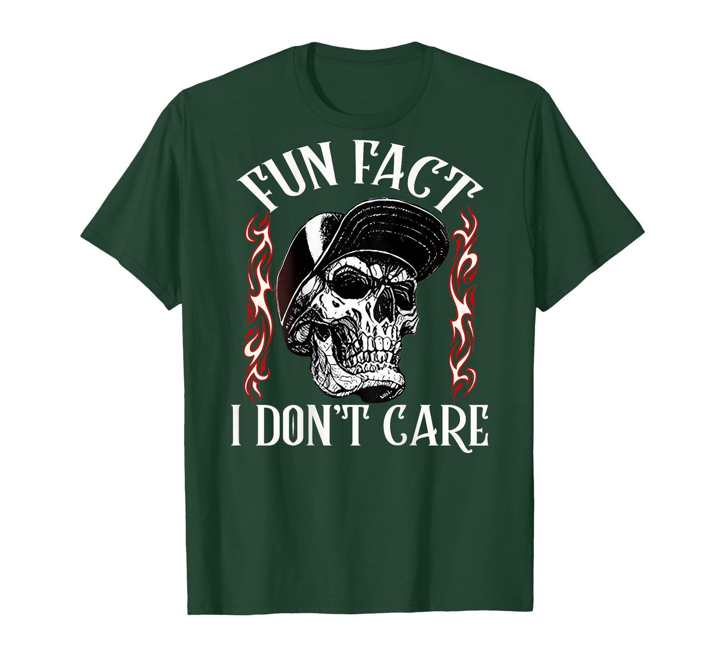 Fun Fact I Don't Care Funny Skeleton Sarcastic (ON Back) T-Shirt