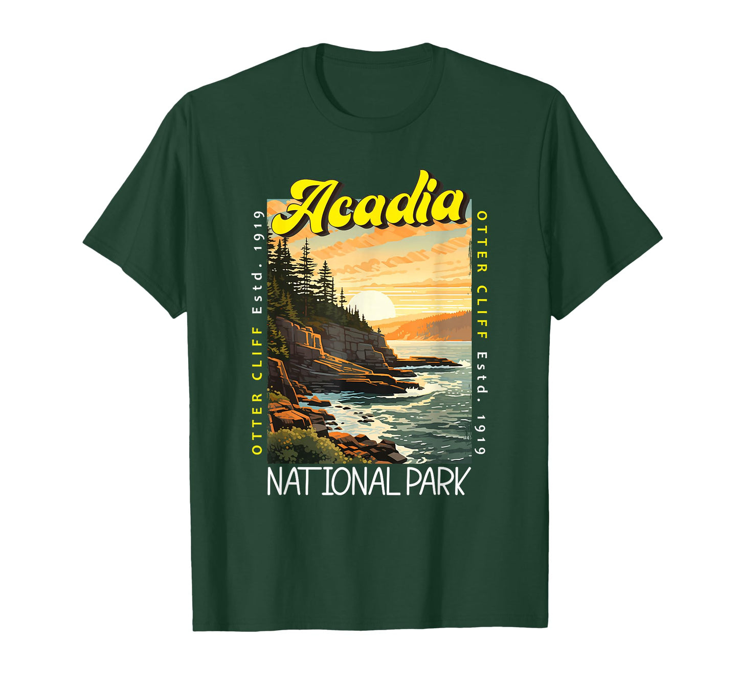 Acadia National Park Otter Cliff Maine Distressed Vintage T-Shirt
