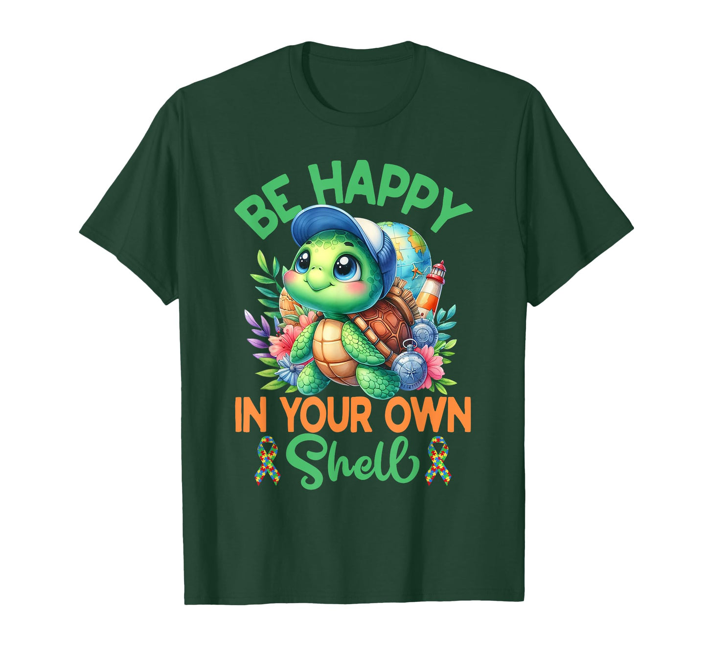 Be Happy In Your Own Shell Turtle Autism Awareness Autistic T-Shirt