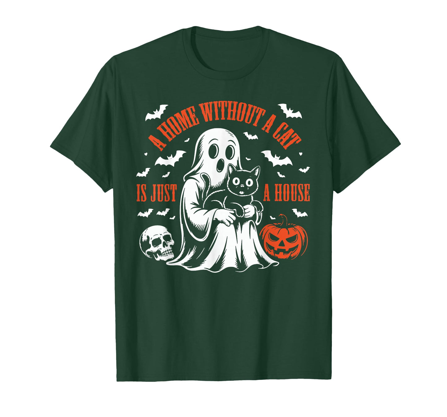 A Home Without a Cat is just A House Boo Ghost Cat Halloween T-Shirt