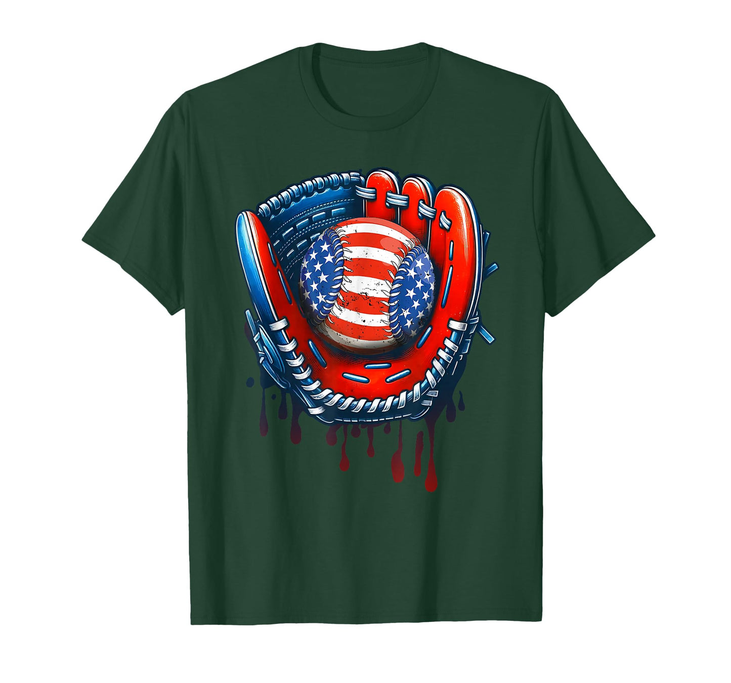 Baseball Drip Ice Cream Sprinkles 4th of July Baseball Glove T-Shirt