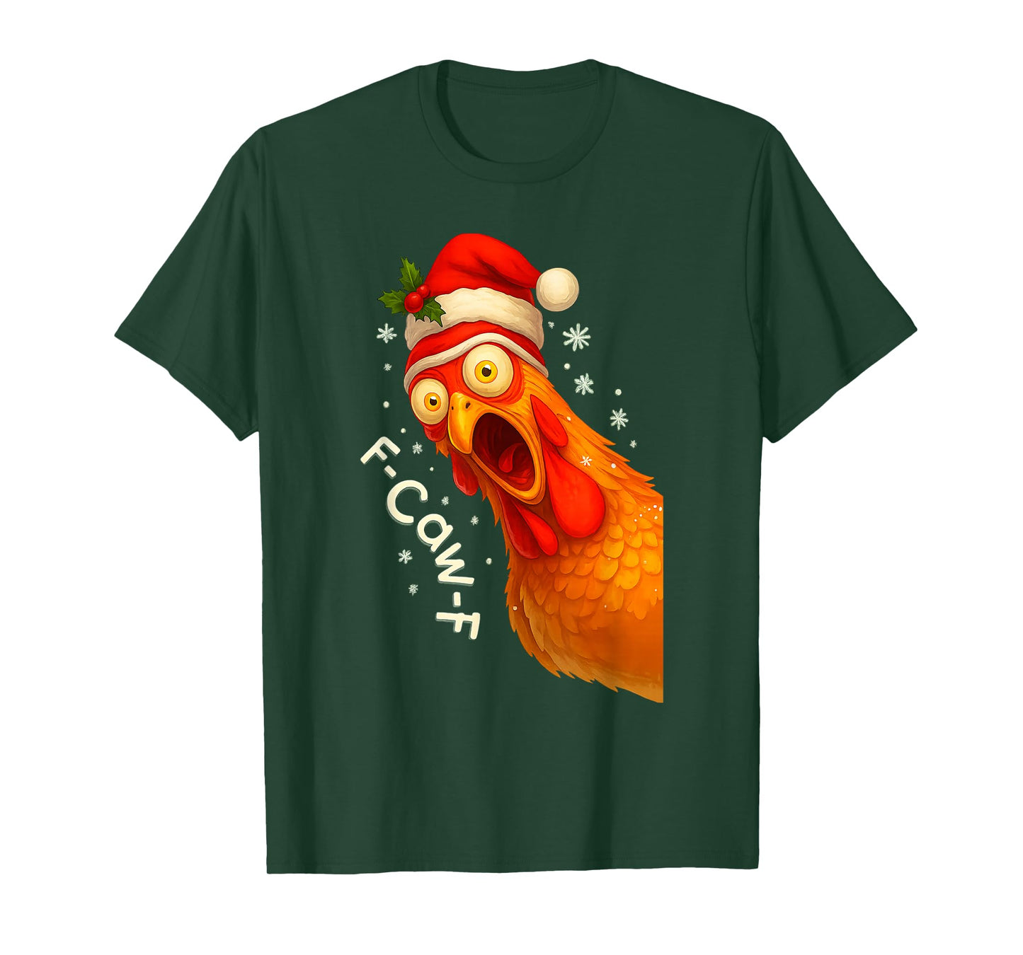 Funny F-Caw-F Chicken FCAWF Chicken Christmas Santa Hat T-Shirt