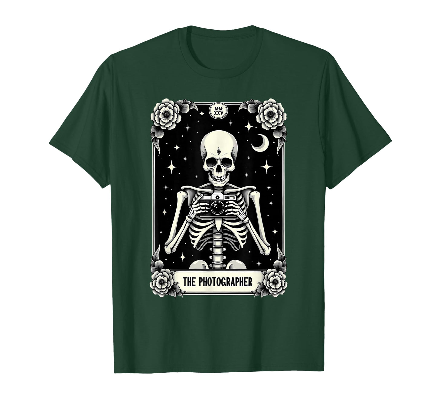 Gothic Tarot Card Cameraman The Photographer Skeleton T-Shirt