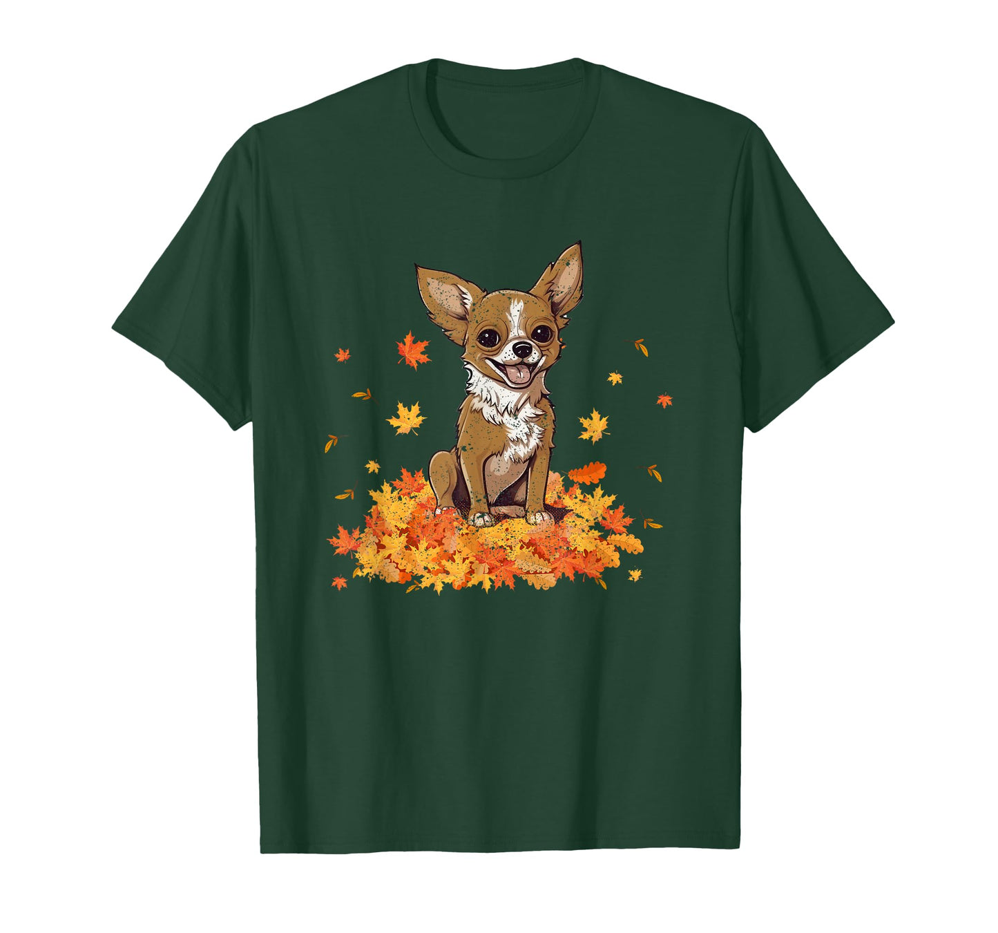 Chihuahua Hello Autumn Dog Lover Fall Leaves Thankgiving T-Shirt
