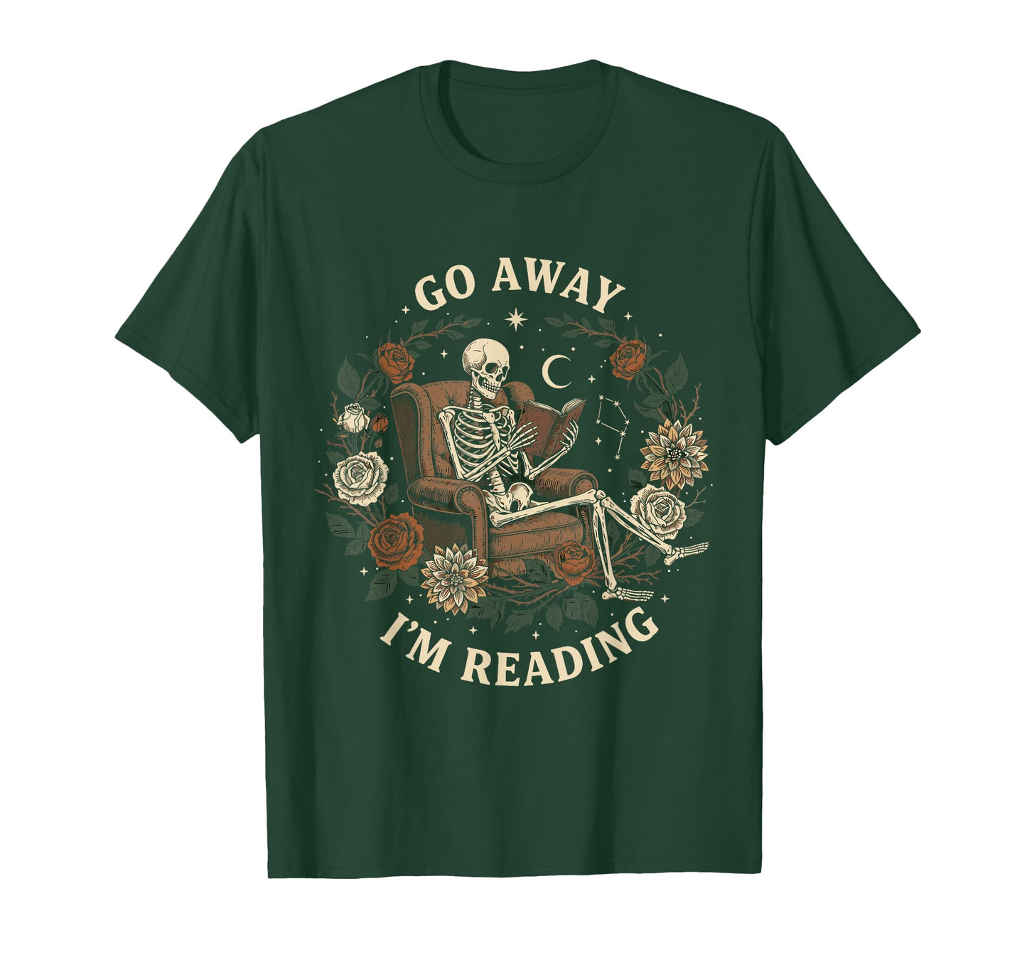 Go Away I'm Reading Librarian Skeleton Reading Book Lover T-Shirt