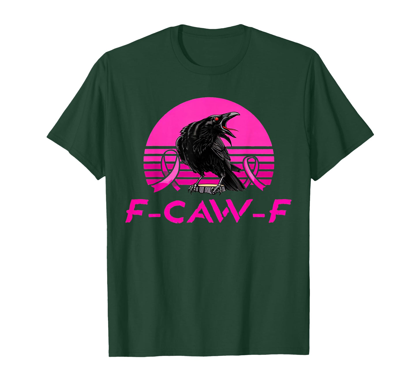 FCawF Black Crow Pink Vintage Breast Cancer Awareness Humor T-Shirt