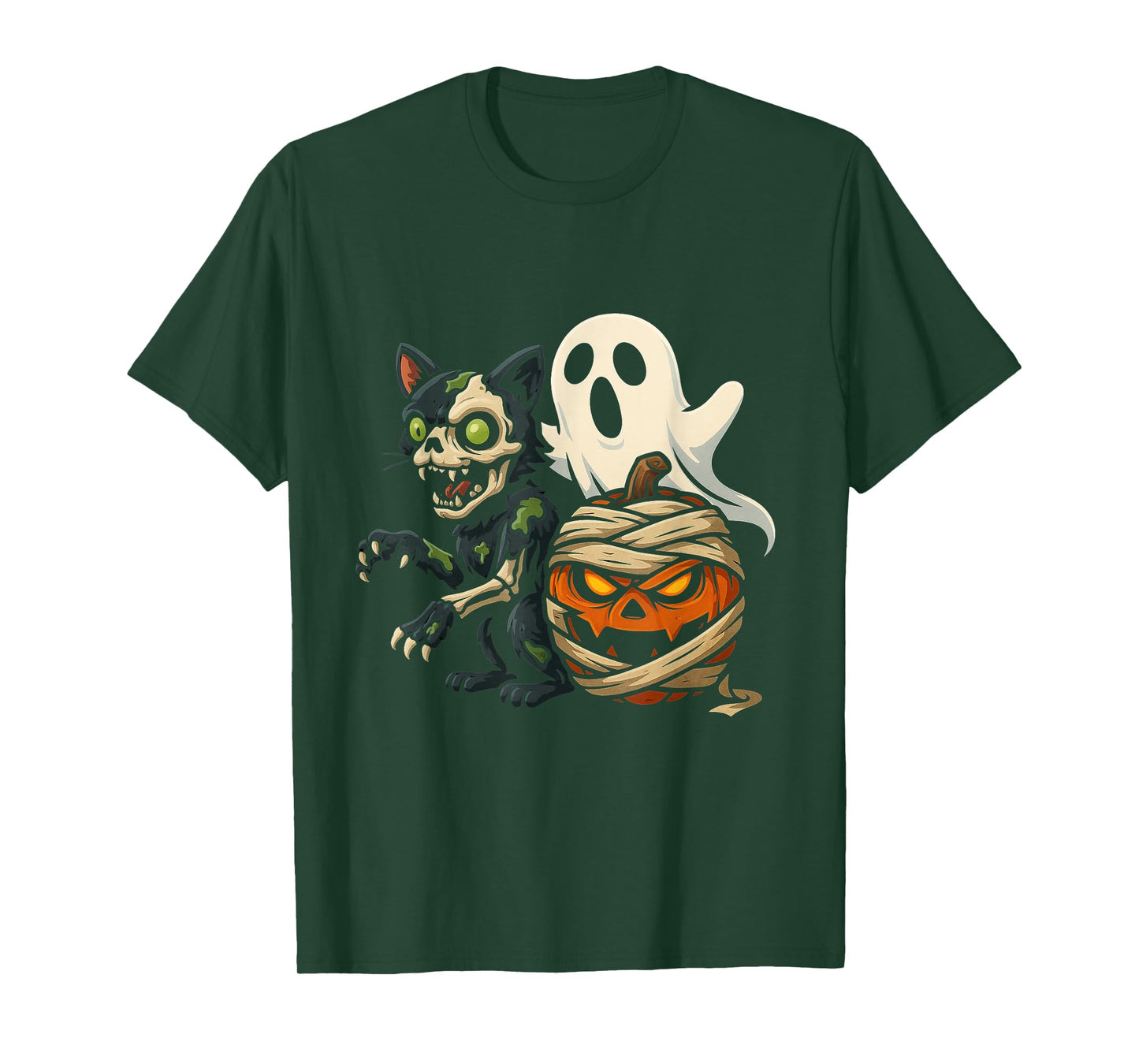 Spooky Halloween Zombie Skeleton Cat Ghost Mummy Pumpkin T-Shirt