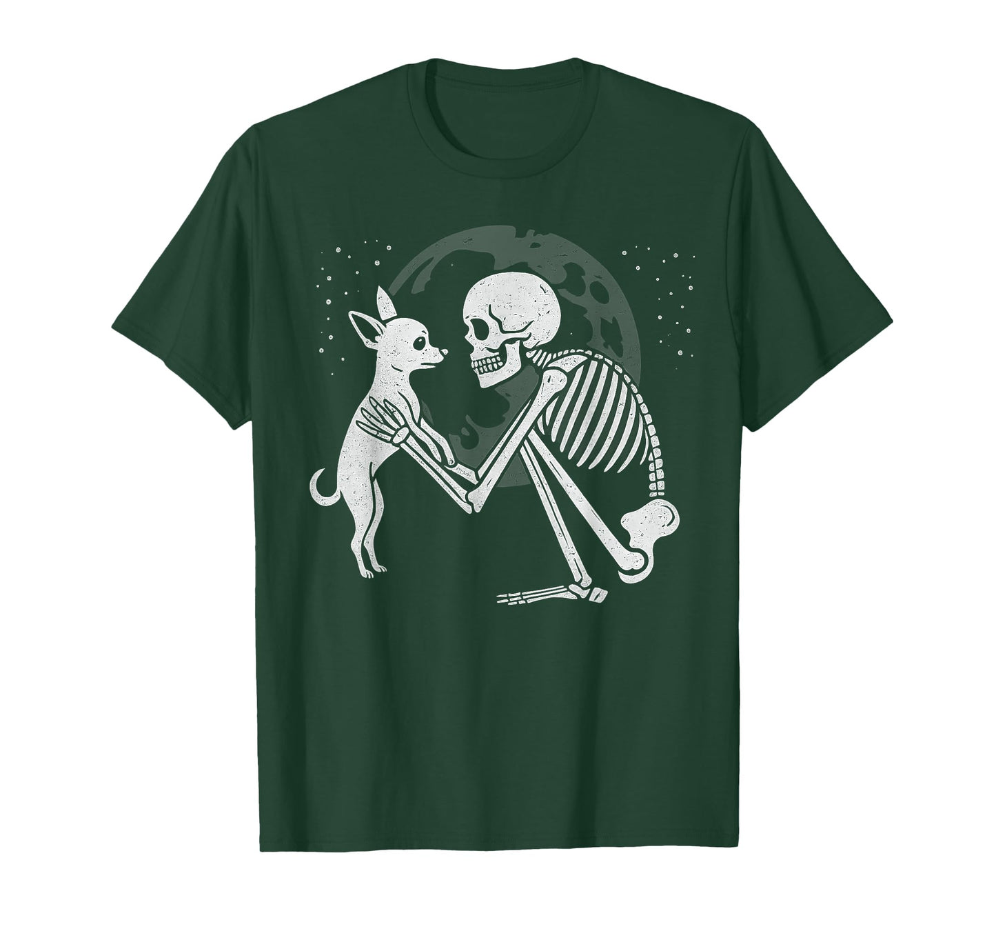 Chihuahua Skeleton Moon Halloween Dog Lover T-Shirt