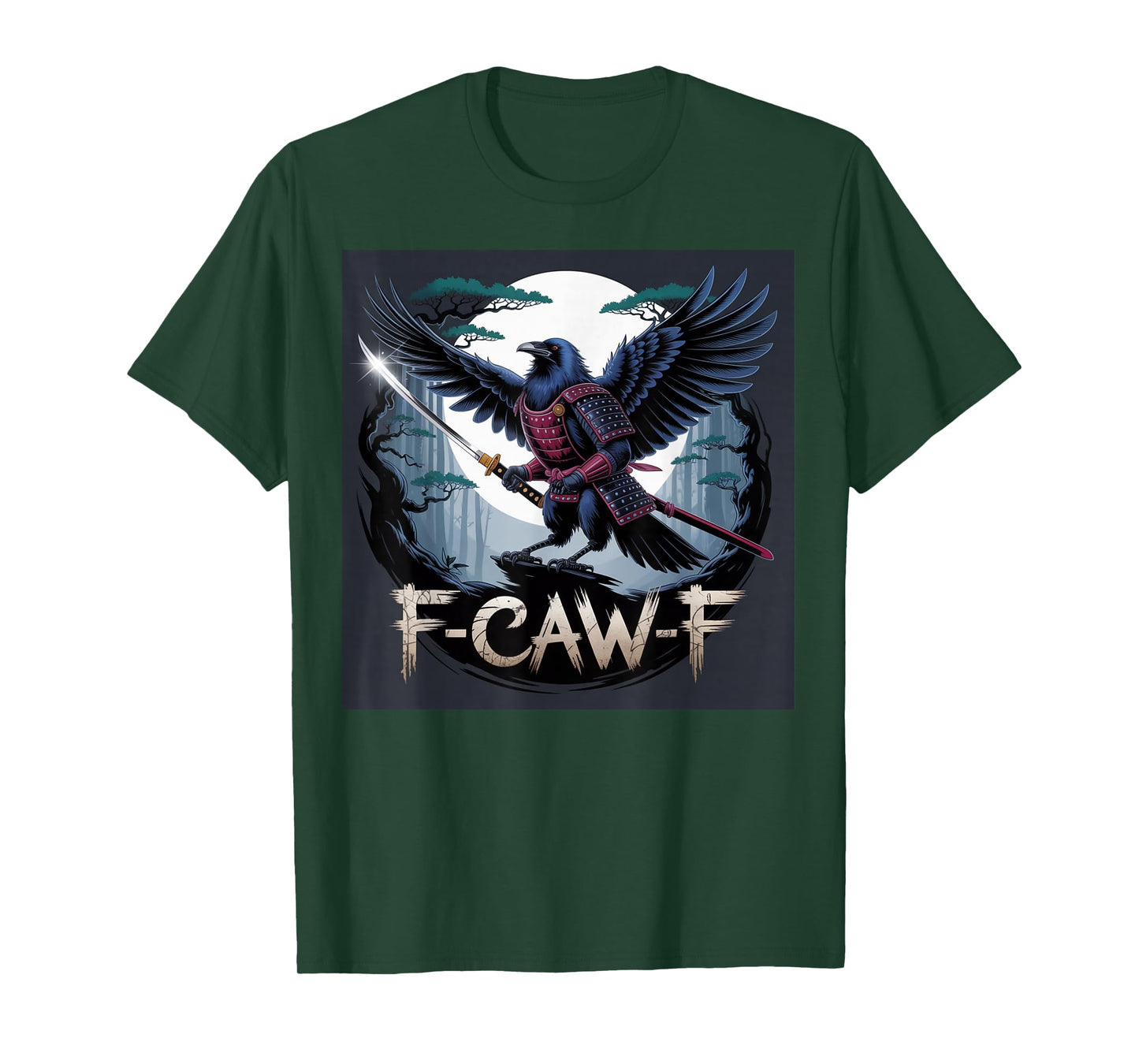 F-Caw-F Samurai Crow Funny Raven Warrior Japanese Style T-Shirt