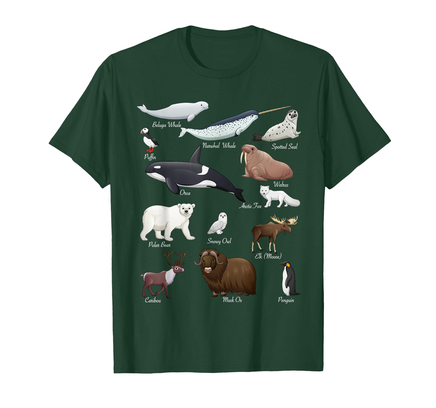Arctic Wildlife Tundra Ecosystem Animal Names For Education T-Shirt