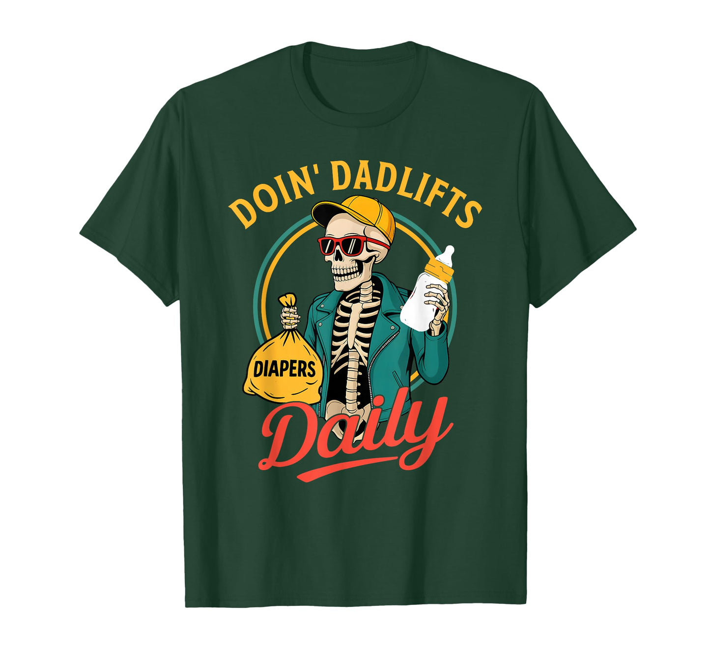 New Dad Doin' Dadlifts Daily Funny Fathers Day Skeleton Gym T-Shirt