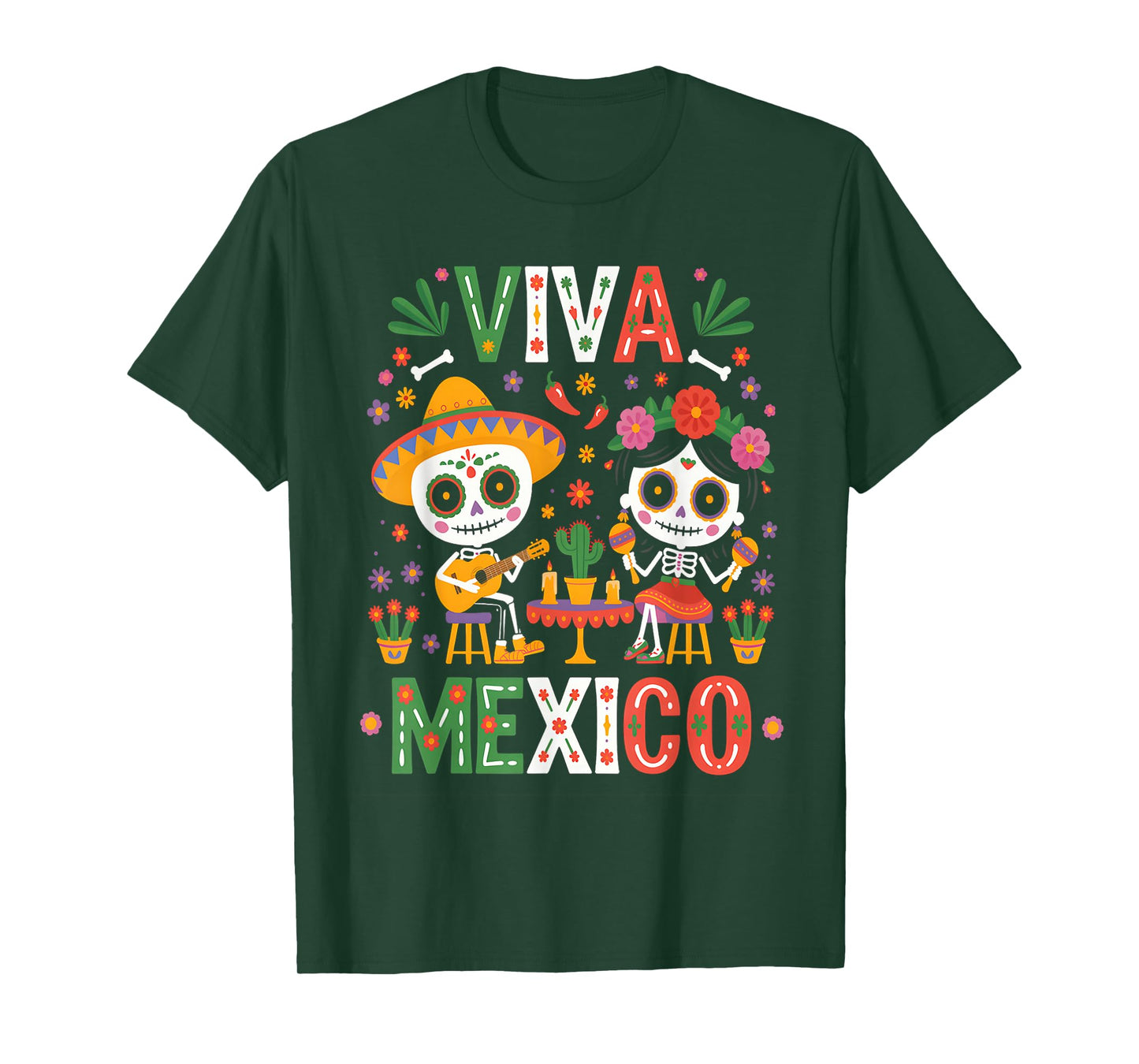 Viva Mexico Skeleton Fiesta Shirt Mexican Independence Kids T-Shirt
