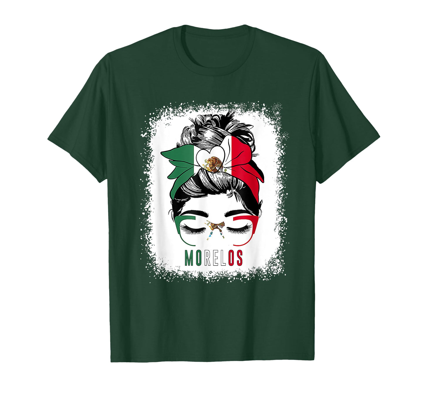 Morelos Girl Messy Bun Bandana And Glasses Mexico Mexican T-Shirt