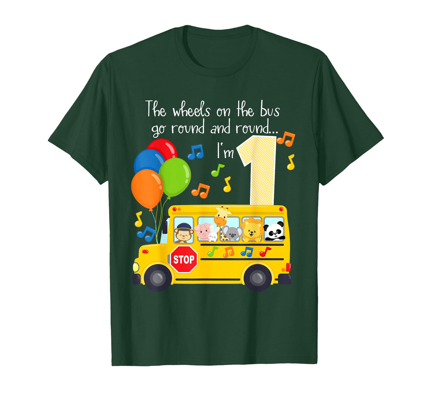 The Wheels On The Bus 1st Birthday 1 Yr Old Family Matching T-Shirt