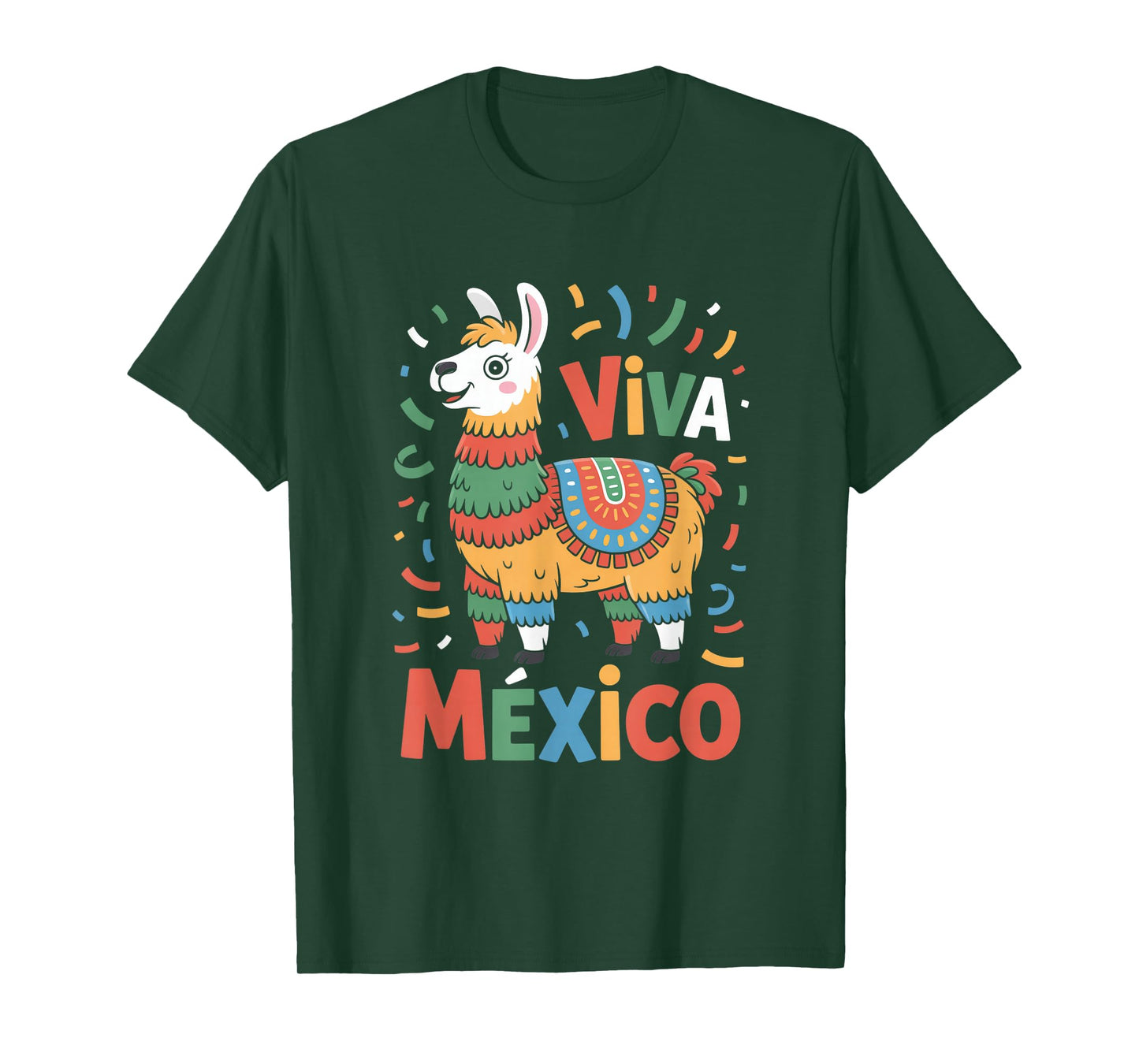 Viva Mexico Llama Pinata Mexican Fiesta Colors T-Shirt