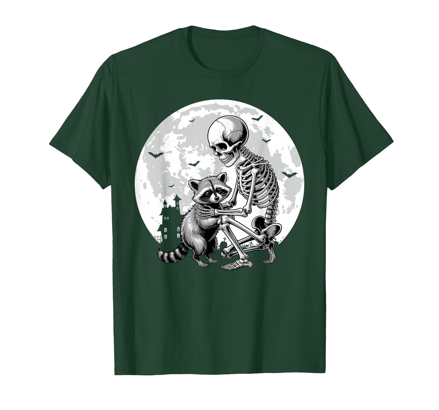 Raccoon Skull Cute Skeleton Halloween Men Women Kids T-Shirt