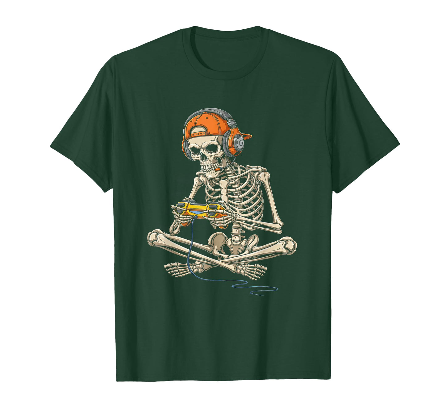 Halloween Skeleton Gamer Funny Video Game Graphic T-Shirt