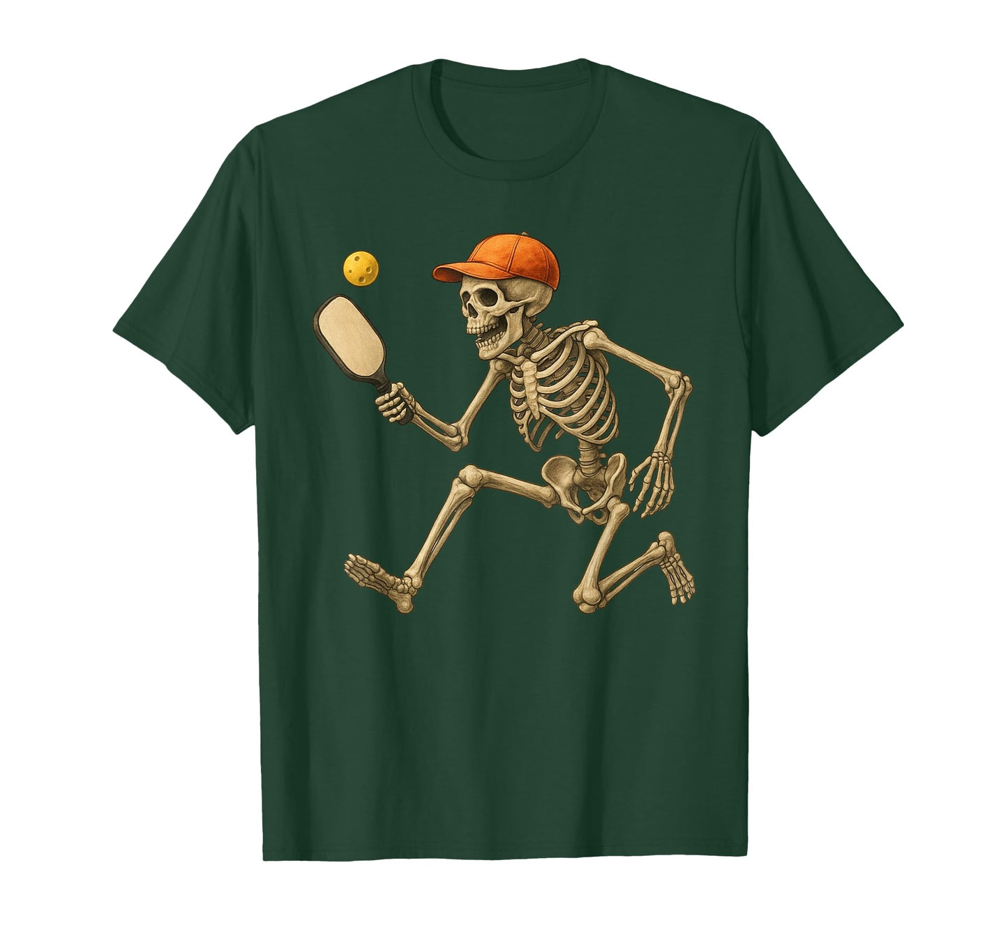 Skeleton Playing Pickleball Paddleball Funny Halloween T-Shirt