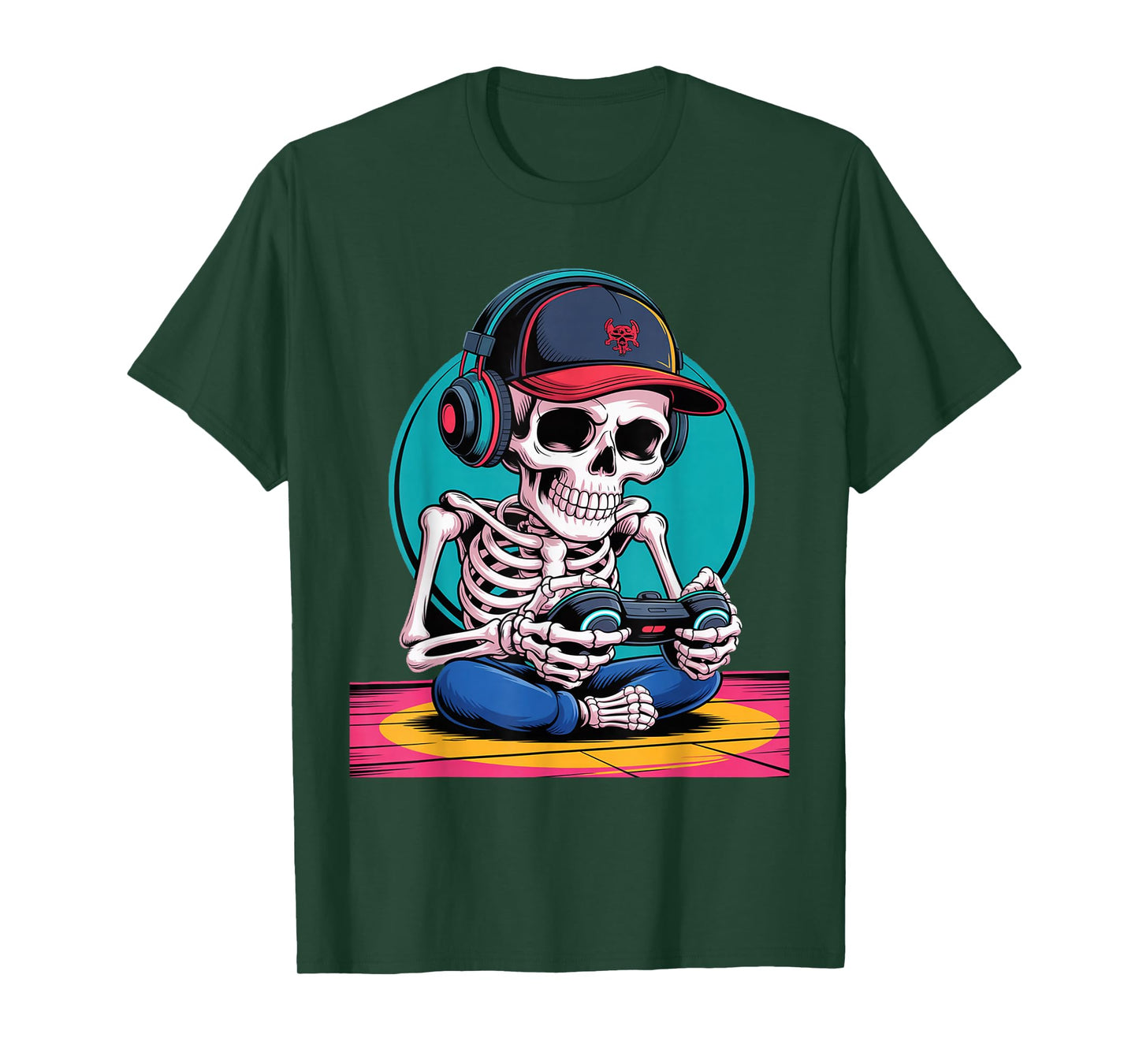 Funny Halloween Skeleton Gamer T-Shirt