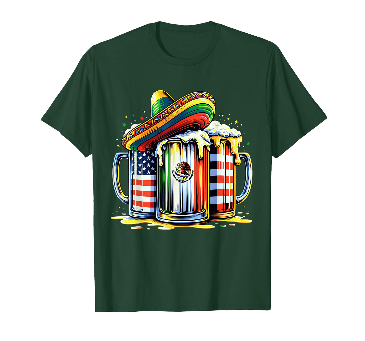 Beer Mexican USA Flag Cinco de Mayo Drinking Party Men Women T-Shirt