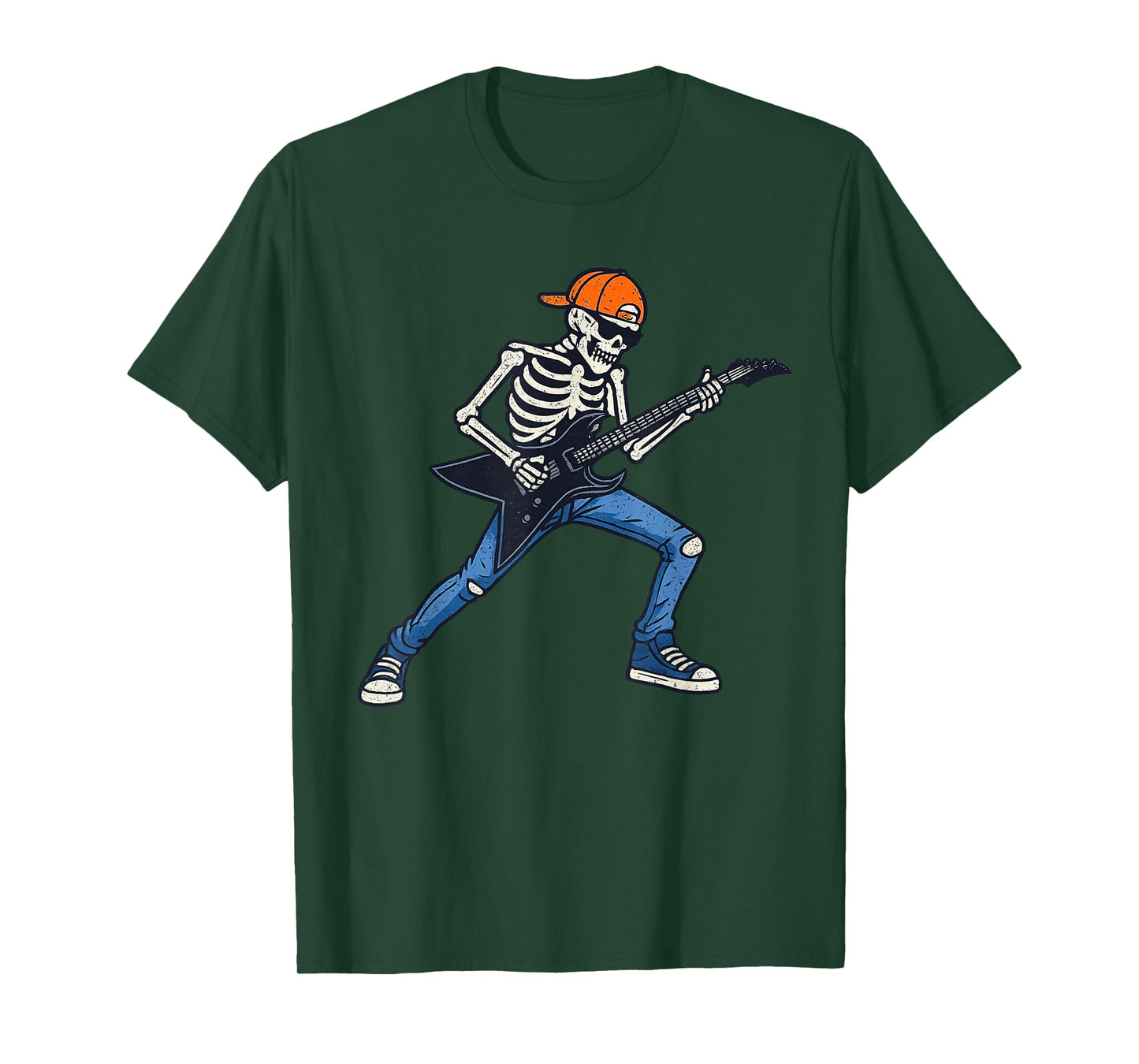 Vintage Halloween Skeleton Guitar Rock Funny Spooky Costume T-Shirt