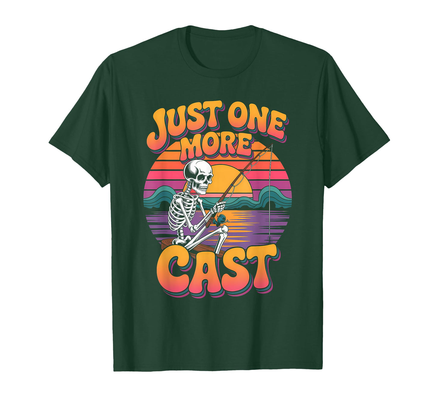 Just One More Cast Funny Skeleton Fishing Fisher Dad Life T-Shirt