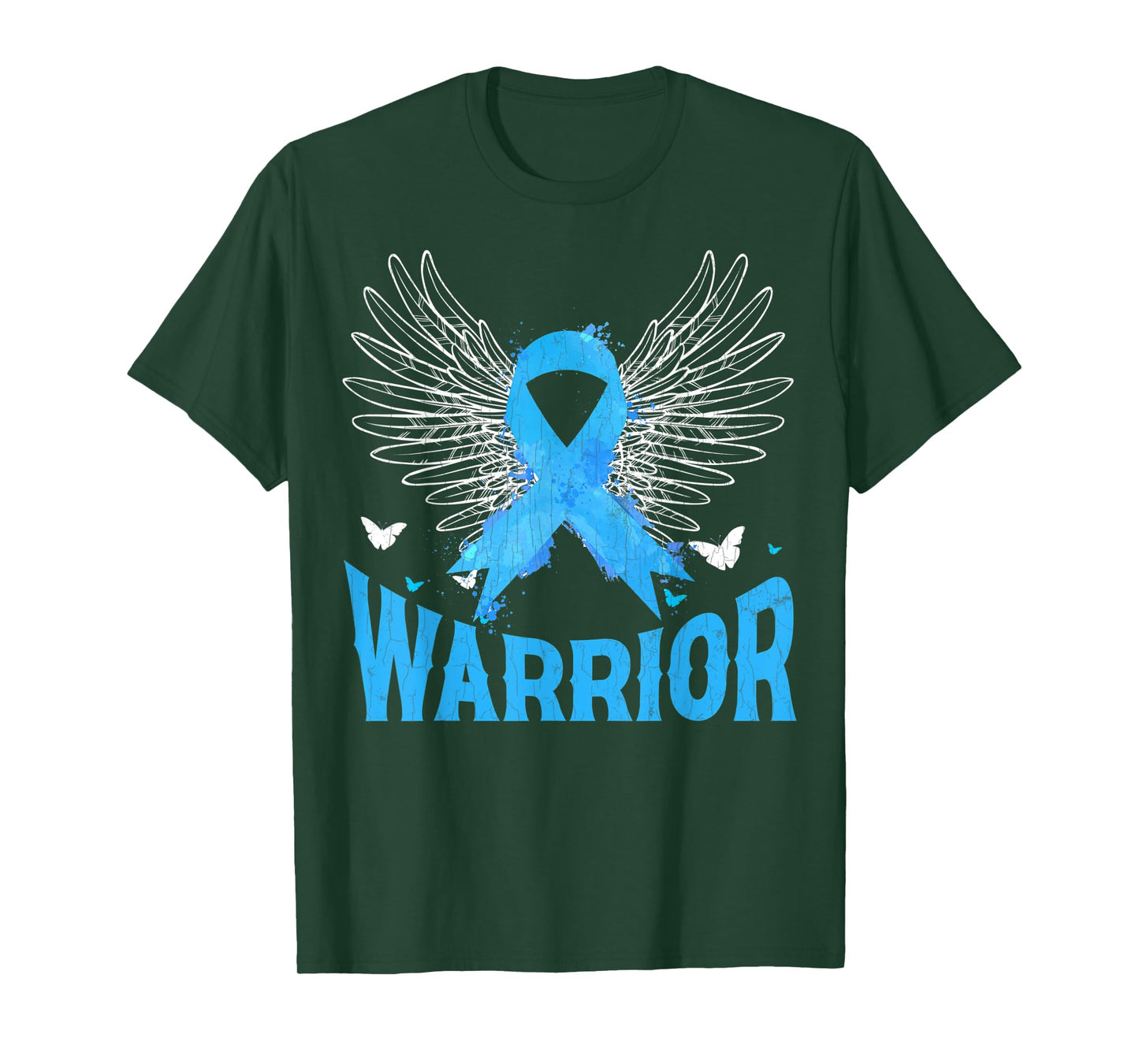 Mens Warrior USA Flag Prostate Cancer Awareness Blue Graphic T-Shirt