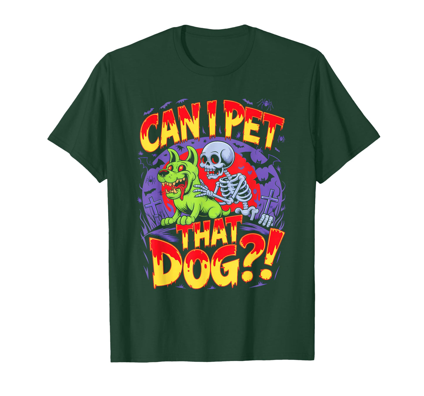 Can I Pet That Dog?! Funny Skeleton Halloween Bootleg T-Shirt