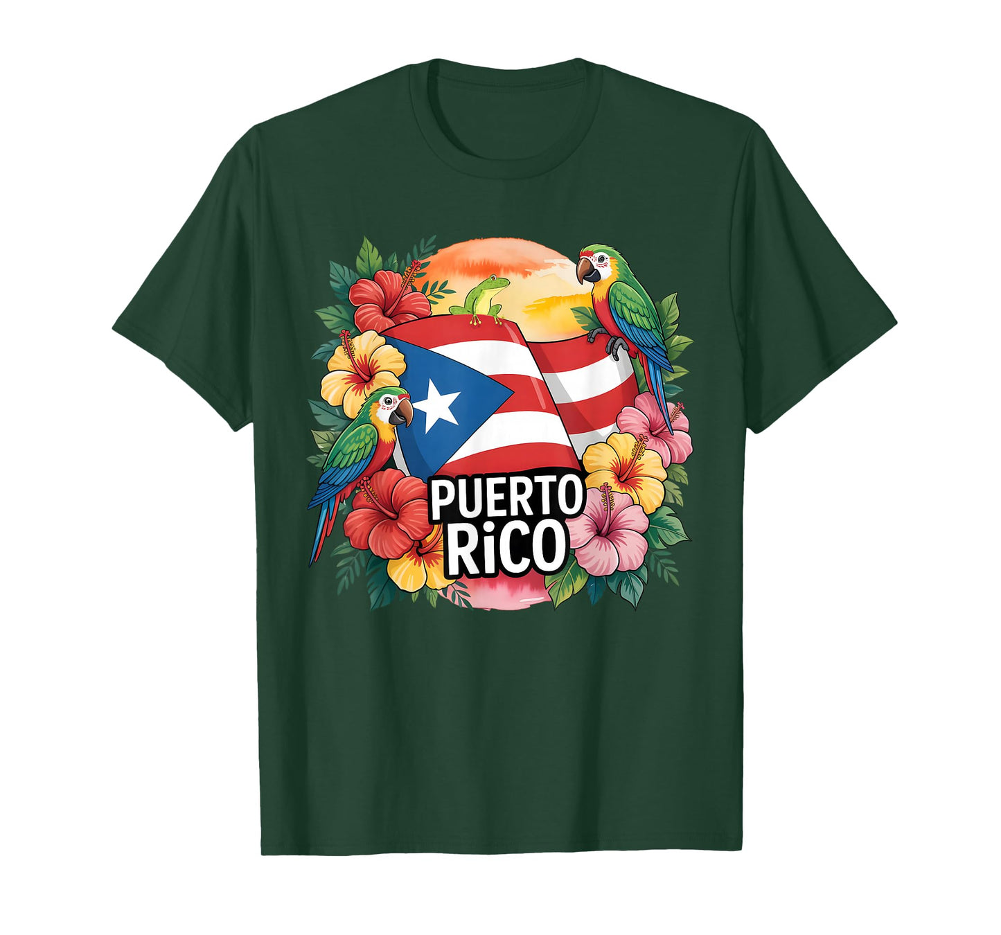 Puerto Rico Flag Frog Tee Colorful Island Pride Design T-Shirt