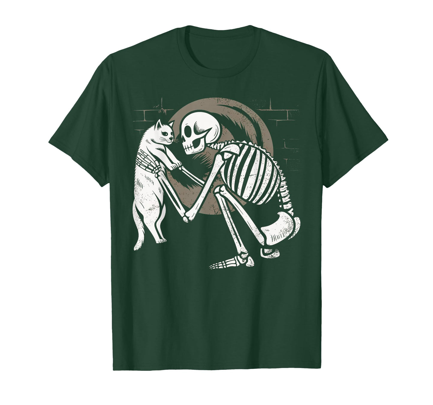 Skeleton Cat Skull Goth Halloween T-Shirt