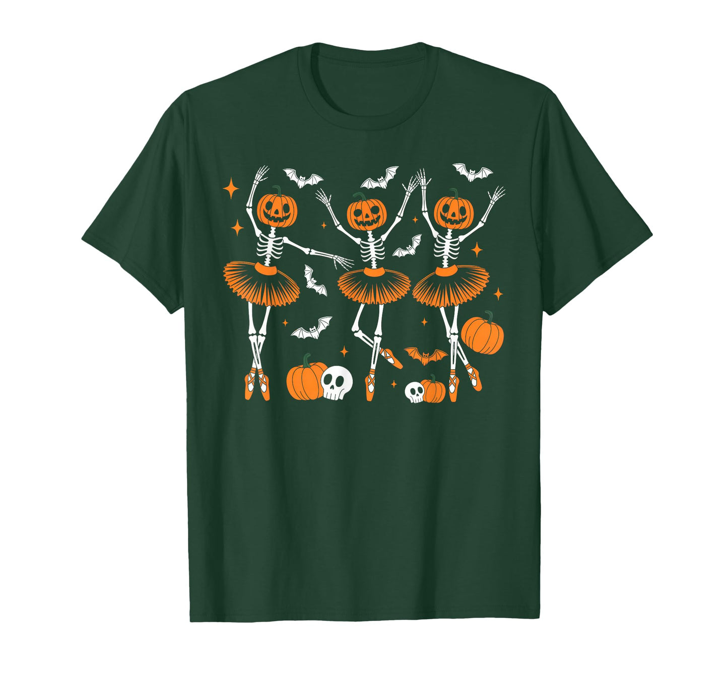 Ballet Pumpkin Skeleton Scary Halloween Men Women Boys Girl T-Shirt