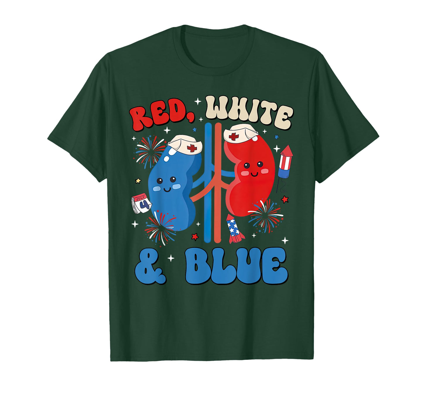 Red White Blue Nephrology Nurse 4th Of July Dialysis Kidney T-Shirt