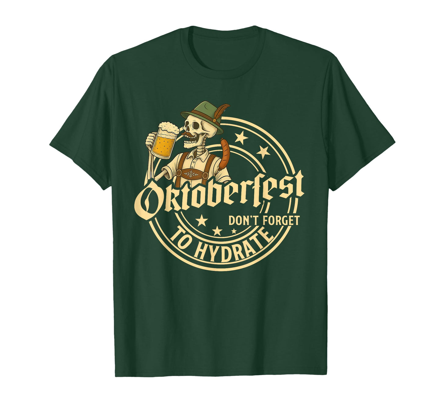 Oktoberfest Don't Forget to Hydrate Vintage Skeleton T-Shirt