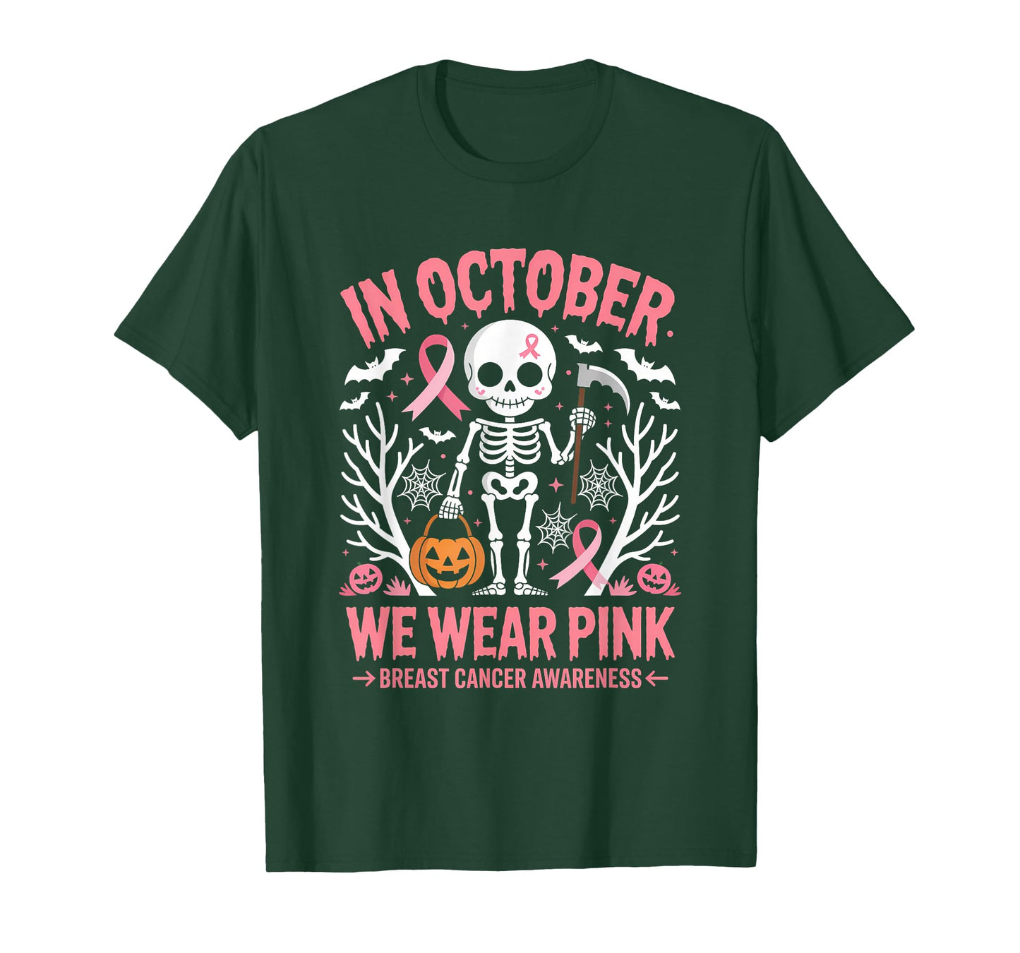 Halloween Pink Skeleton October Spooky Tee T-Shirt
