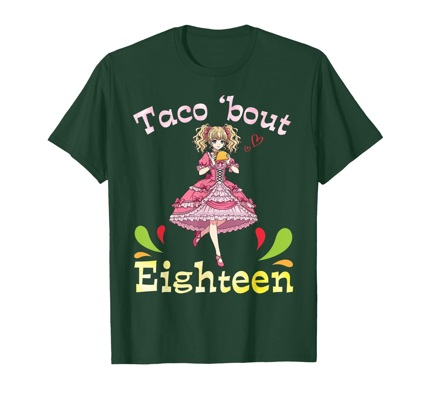 Cute Girl with Tacos I Taco Bout Eighteen Years Old Birthday T-Shirt