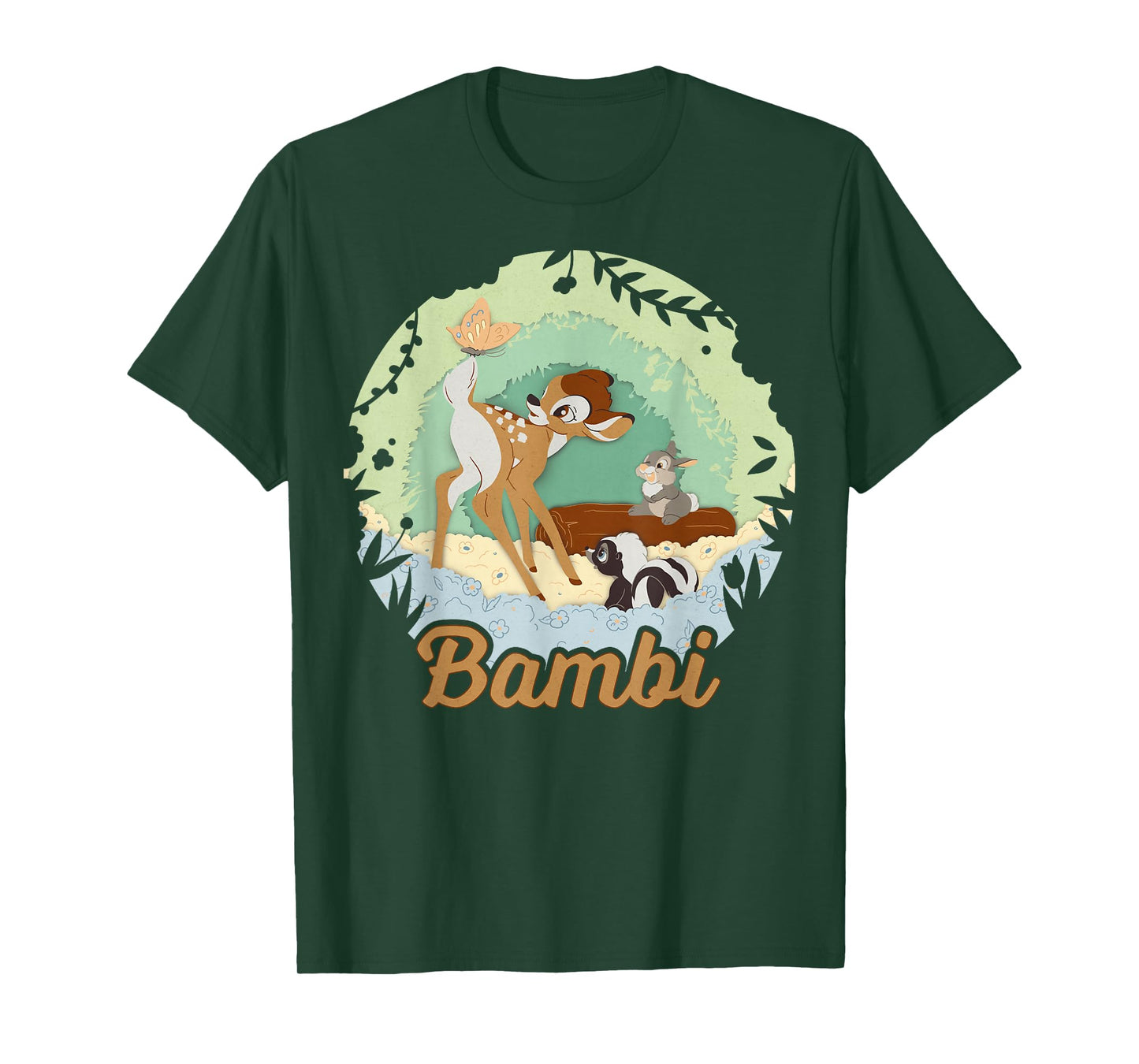 Disney Bambi Thumper And Flower Paper Cut Portrait T-Shirt