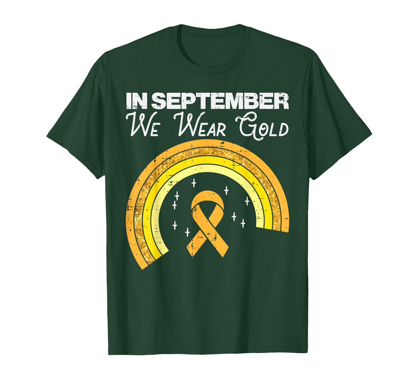 Rainbow In September We Wear Gold Childhood Cancer Awareness T-Shirt