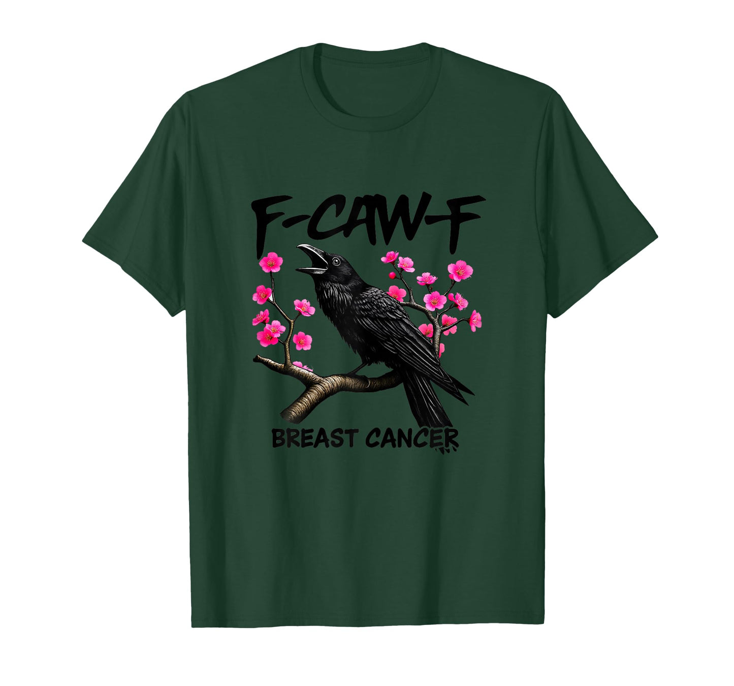 Funny Breast Cancer Awareness Pink Sakura F-CAW-F Crow Bird T-Shirt