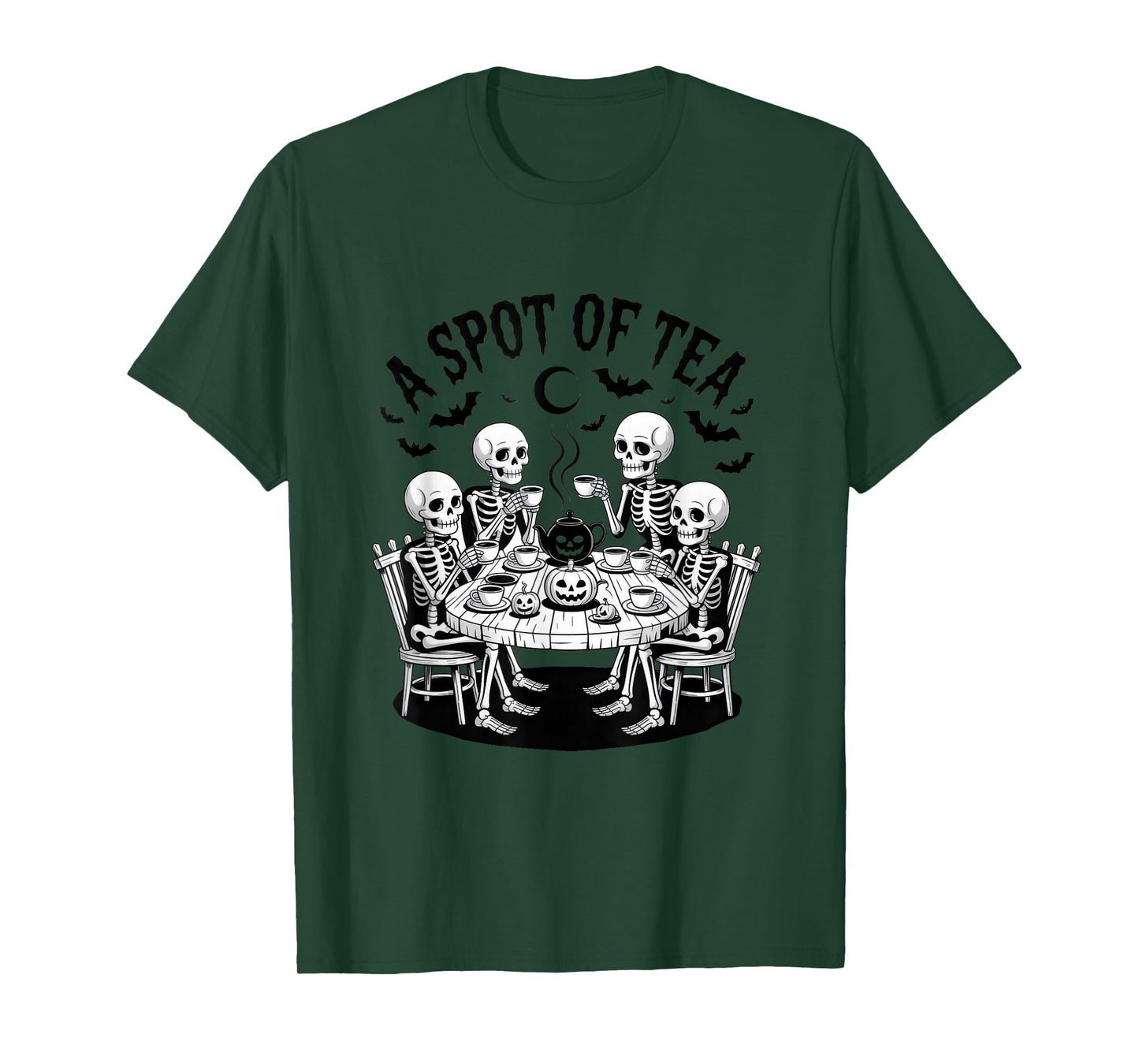 Tea Lover Party Spooky Skeletons Halloween Tee T-Shirt