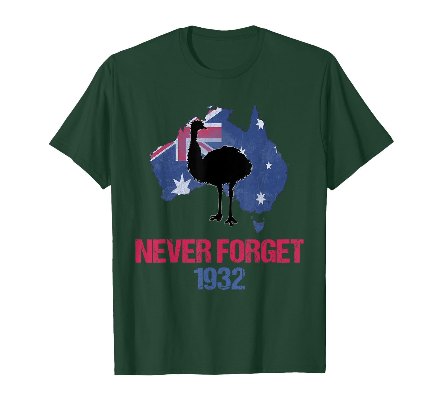 Agema Apparel Emu War 1932 Never Forget Australian History T-Shirt, Small, Black