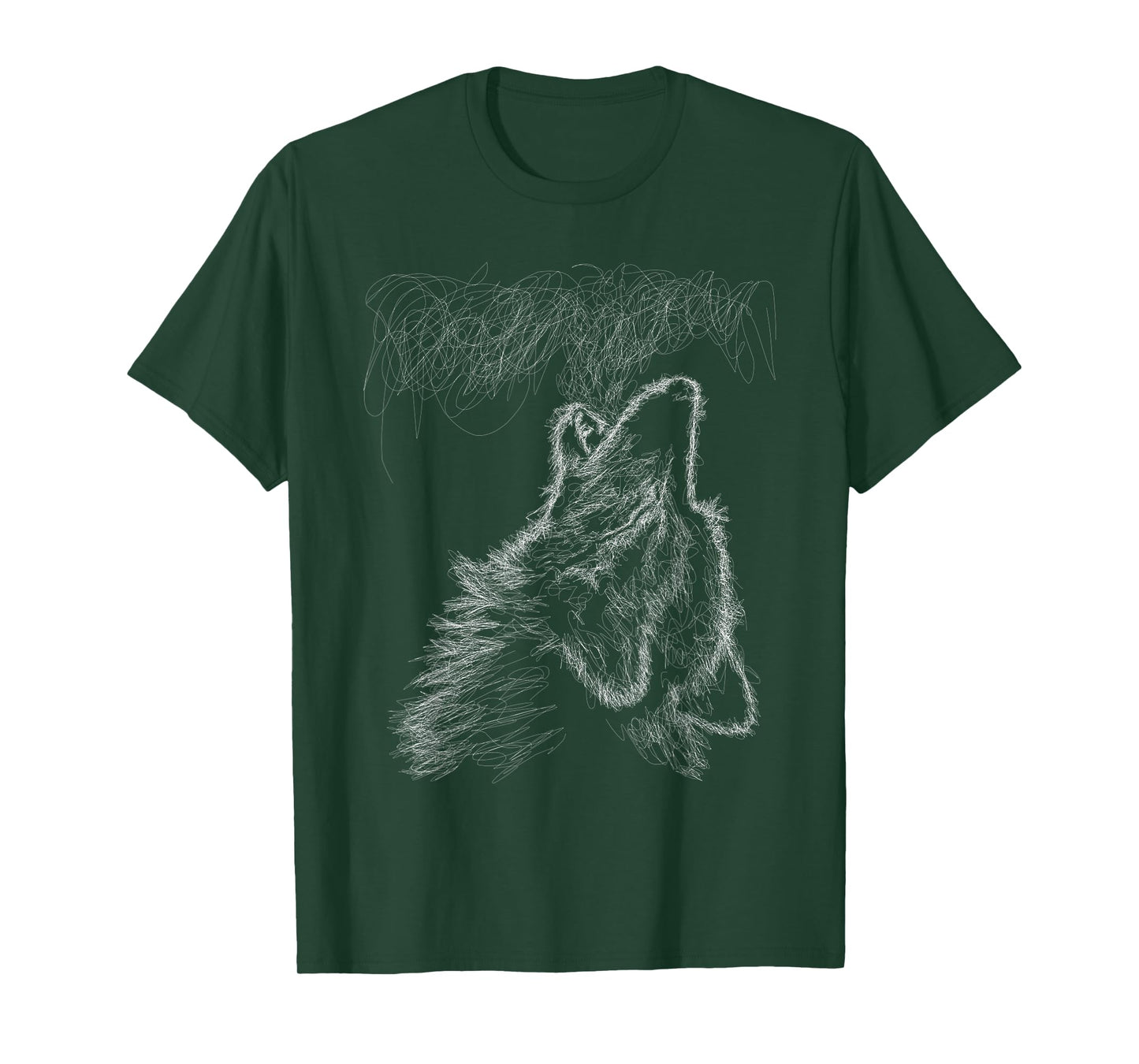 wolf howling scribble head art sketch for lover wolves wild T-Shirt