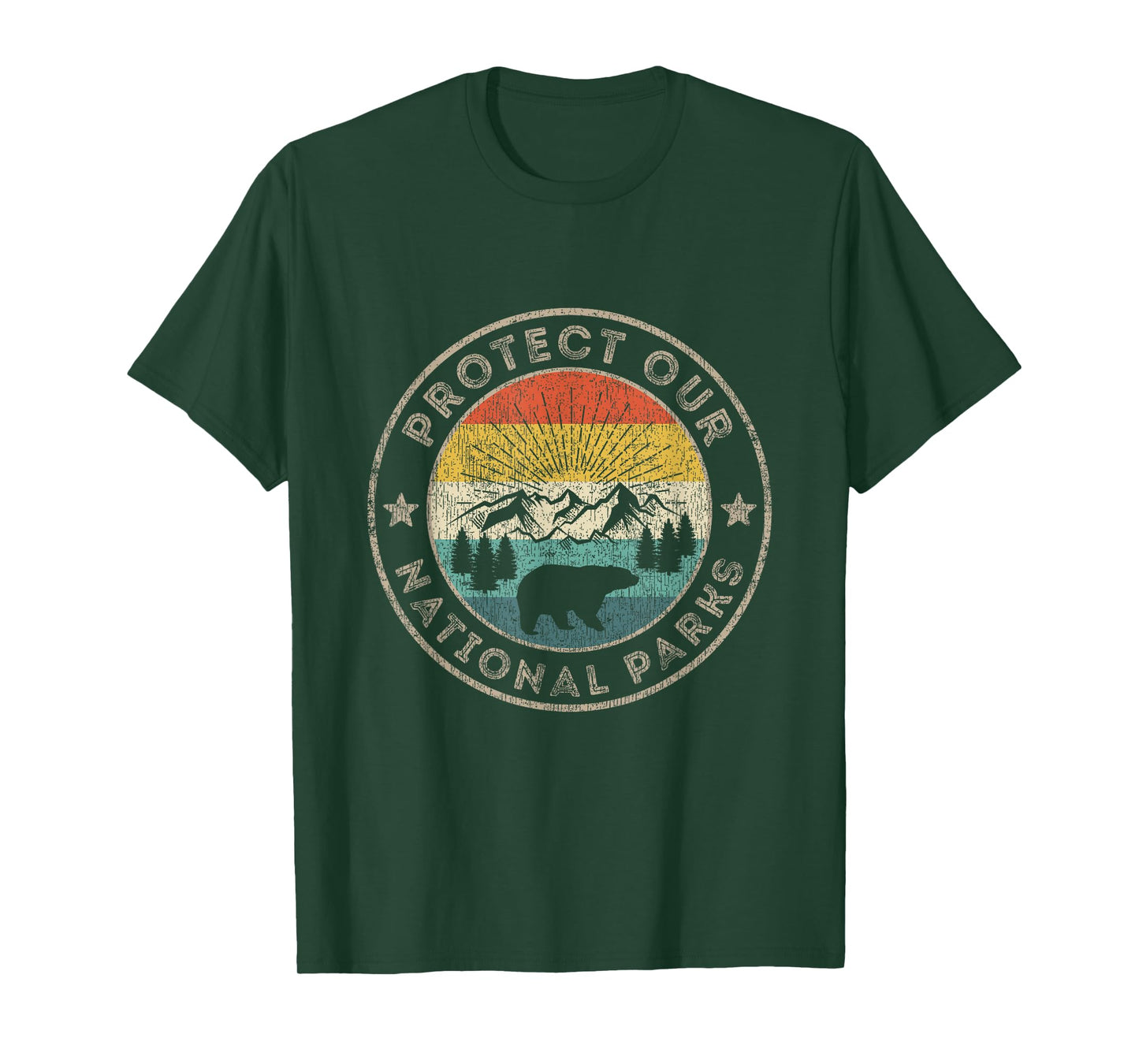 Vintage NP Accessories National Park Gifts Protect Our National Parks Retro Hiking T-Shirt - Men, Unisex-Adults - Black - Short Sleeve - Classic Fit - Small