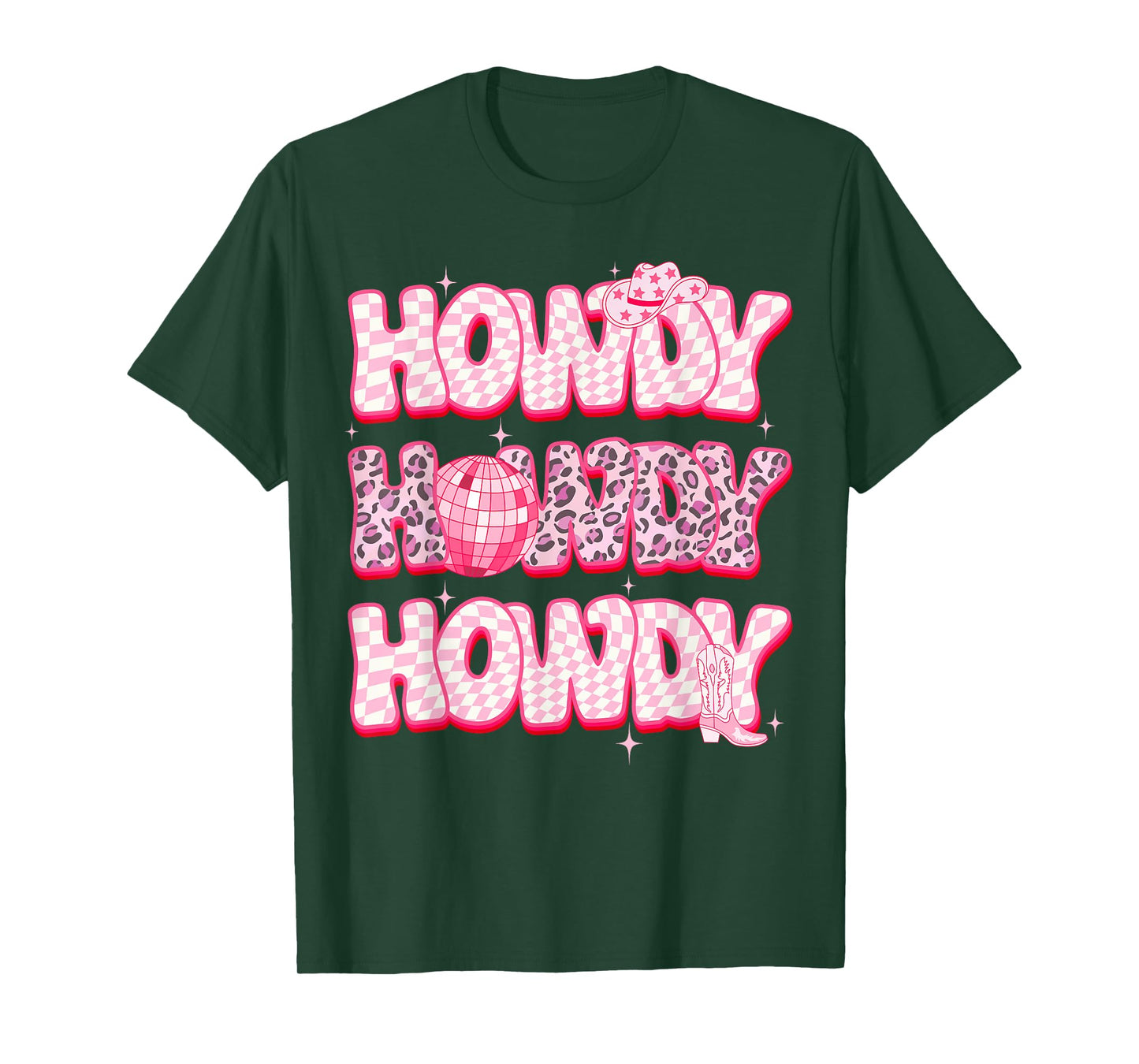 Disco Howdy Western Rodeo Girl Country Pink Cowgirl Leopard T-Shirt