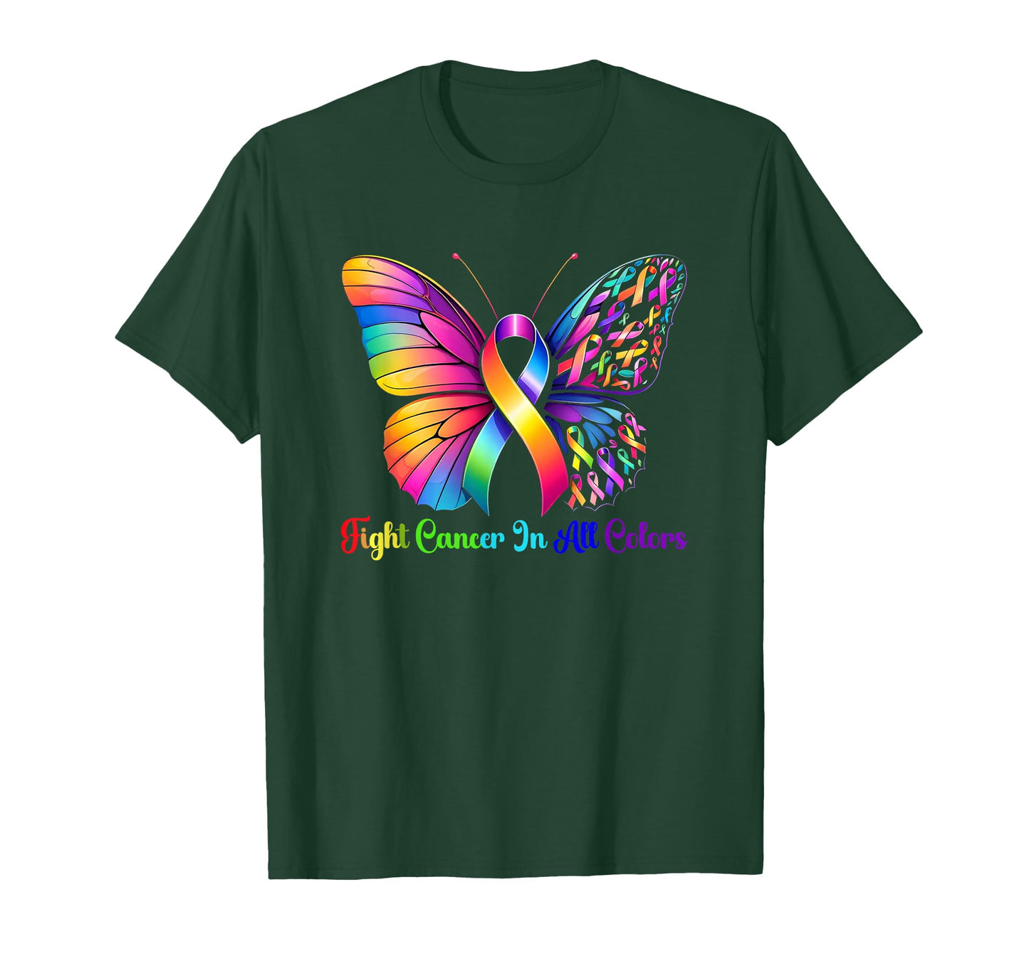 Warrior Fight Cancer in All and Every Color Ribbon Butterfly T-Shirt