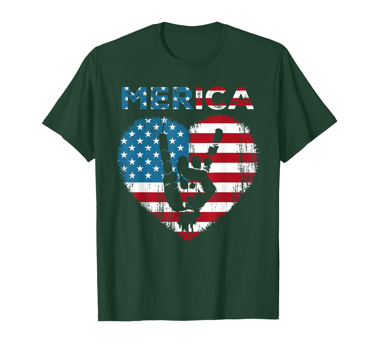 Merica Rock Sign 4th of July American Flag USA Men Women T-Shirt