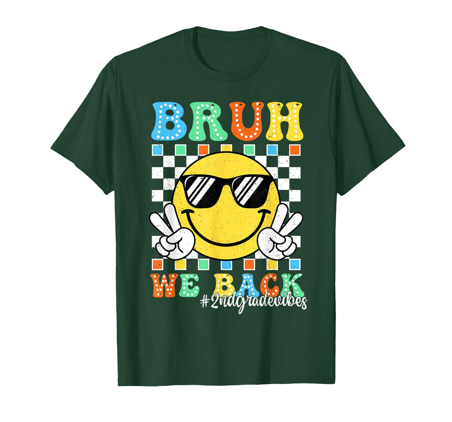 Bruh We Back 2nd Grade Vibes Back To School Smile Face Kids T-Shirt