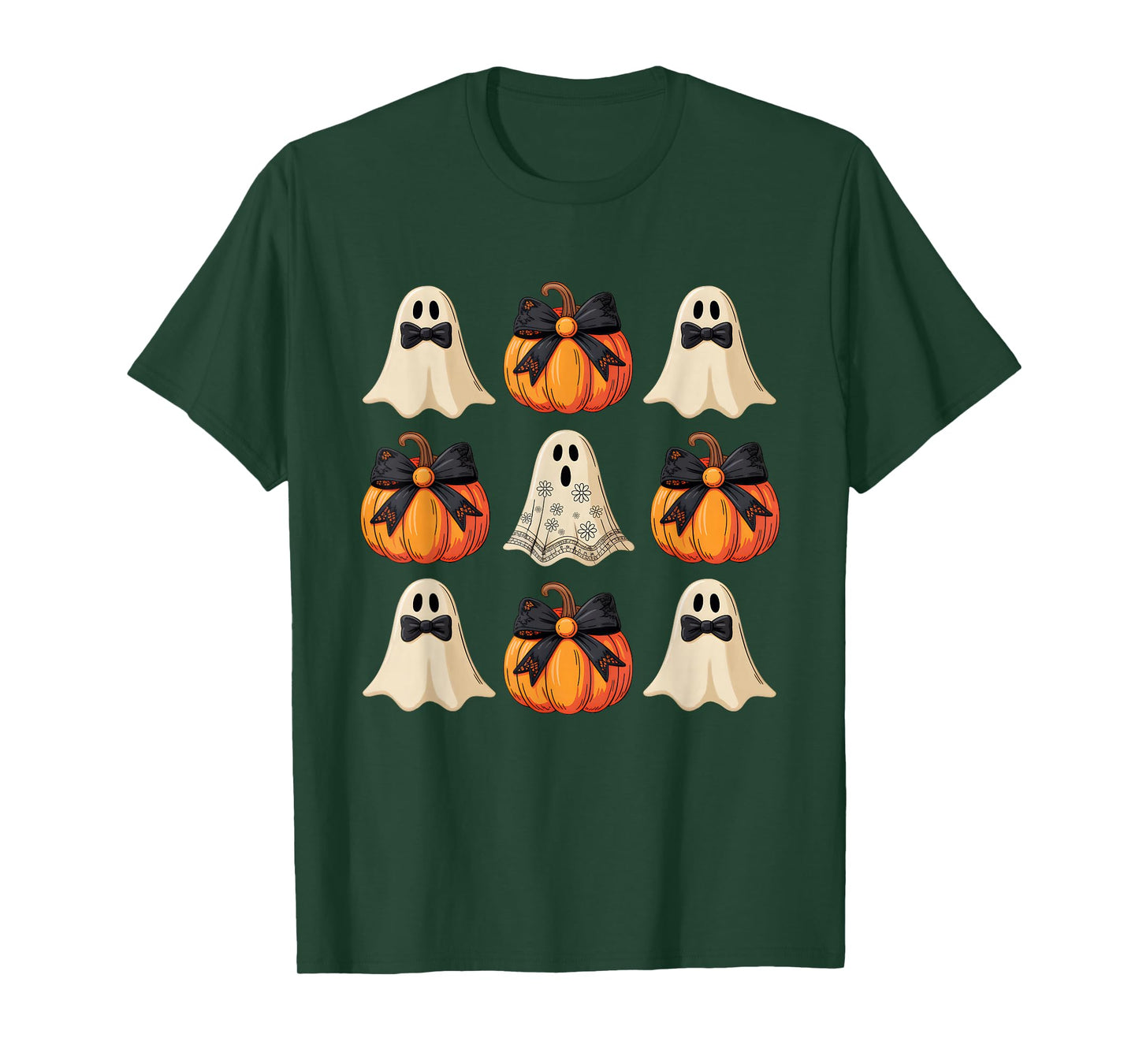 Coquette Bow Pumpkin Autumn Women Girls Halloween Ghost T-Shirt