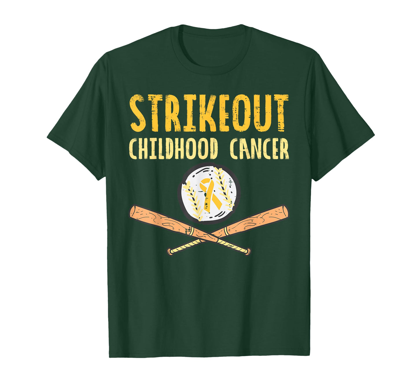 Baseball Strikeout Childhood Cancer Awareness Ribbon Support T-Shirt